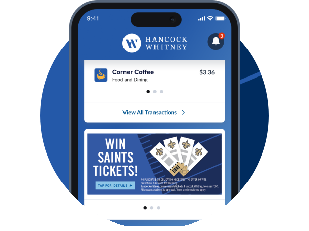 Hancock Whitney Saints Gameday Sweepstakes