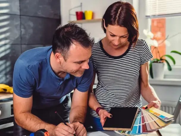 Couple renovating their kitchen after getting a HELOC