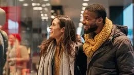 Couple holiday shopping in advance