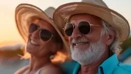 Couple on vacation enjoying their retirement