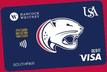 USA Jags debit card on red background