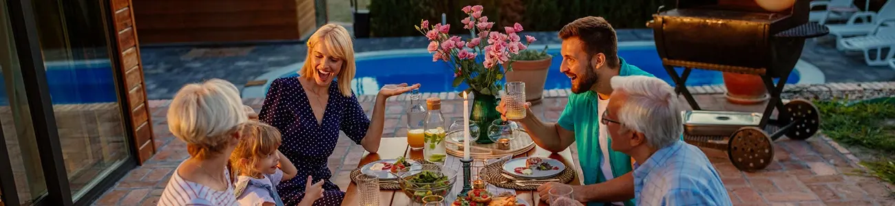 Family celebrating the completion of home renovations paid for with a HELOC