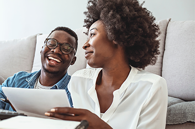 Couple reviewing documents