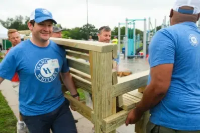 Hancock Whitney team members working in the community