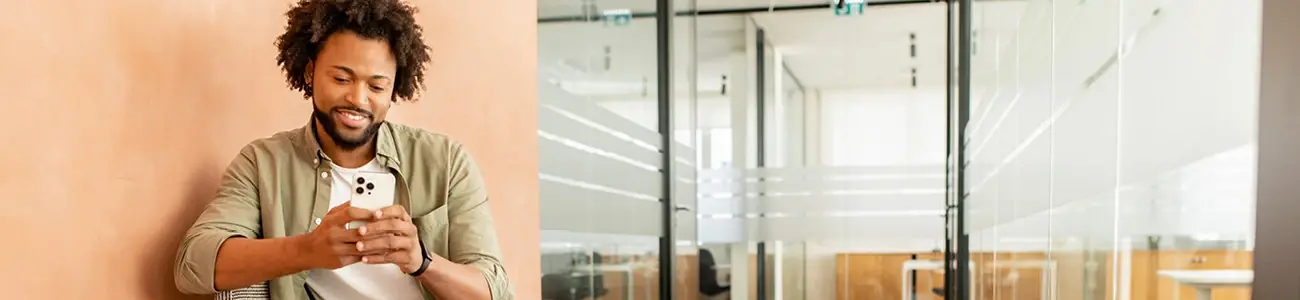 Man happy to see his direct deposit paycheck in his bank account